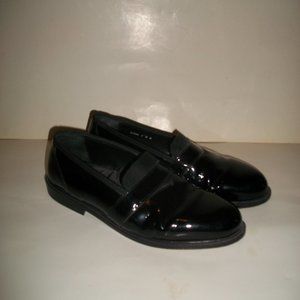 Stanley Blacker Couture black patent leather dress shoes, tuxedo shoes, size 9W,